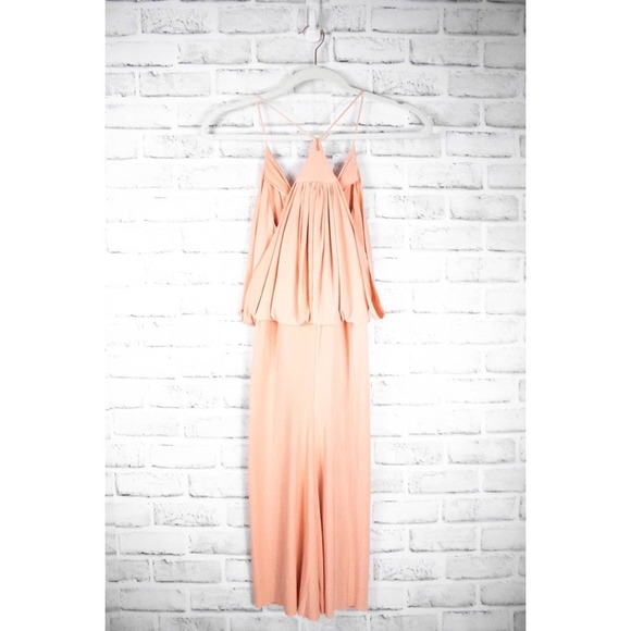 Misa Los Angeles Peach Jersey Knit Sleeveless Knee Length Cocktail Dress Small - Picture 6 of 12
